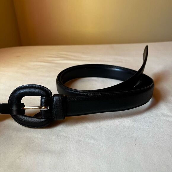 Vintage 90s Split Leather Belt Black Leather Covered Buckle NEW Women's XXL